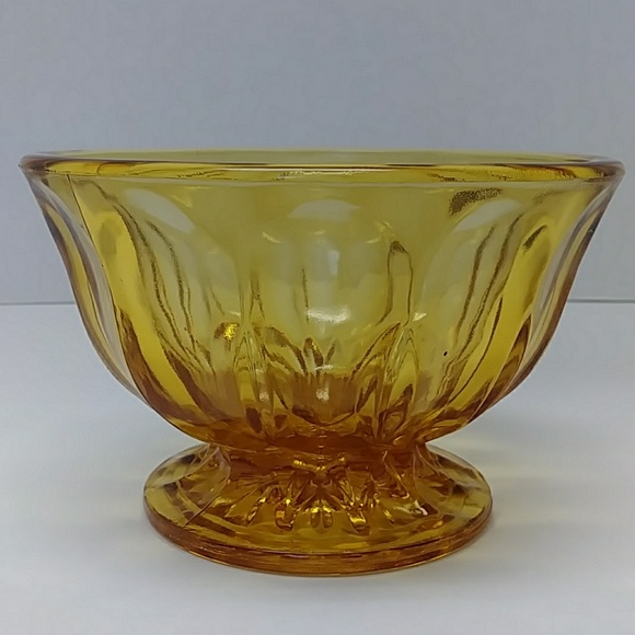 unknown Other - Vintage yellow amber glass pedestal bowl